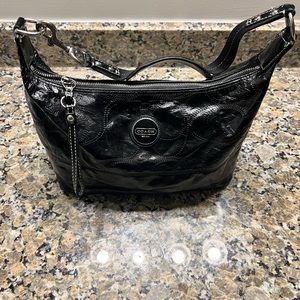 Coach Black Shiny Leather Shoulder Bag